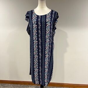 Old Navy Floral Stripe Cap-Sleeve Shift Dress size extra large